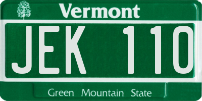 VT license plate JEK110