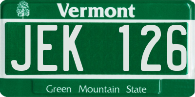 VT license plate JEK126