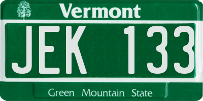 VT license plate JEK133