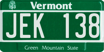VT license plate JEK138