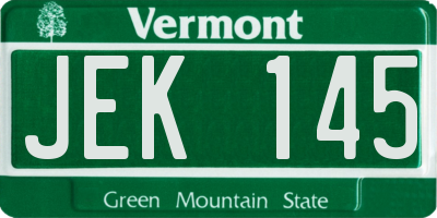VT license plate JEK145