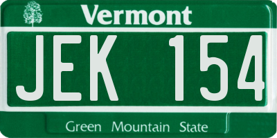 VT license plate JEK154