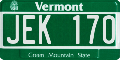 VT license plate JEK170
