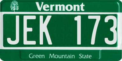 VT license plate JEK173