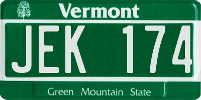 VT license plate JEK174