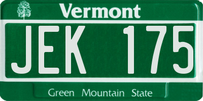 VT license plate JEK175