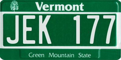 VT license plate JEK177