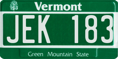 VT license plate JEK183