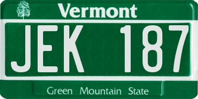 VT license plate JEK187