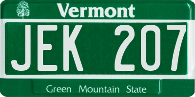 VT license plate JEK207