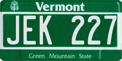VT license plate JEK227