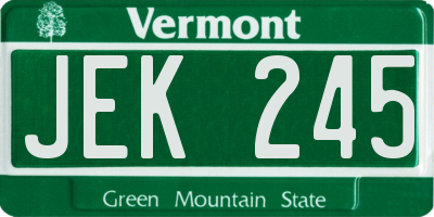 VT license plate JEK245