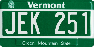 VT license plate JEK251