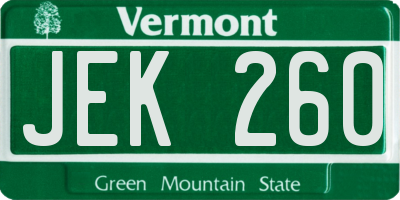 VT license plate JEK260