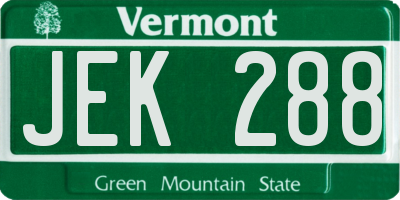VT license plate JEK288