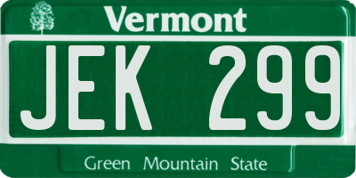 VT license plate JEK299
