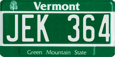 VT license plate JEK364