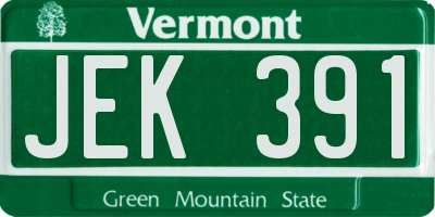 VT license plate JEK391