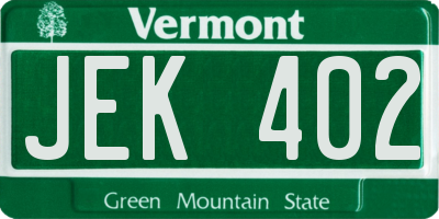VT license plate JEK402