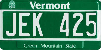 VT license plate JEK425