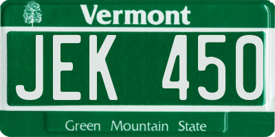 VT license plate JEK450