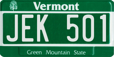VT license plate JEK501