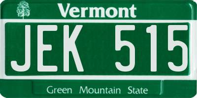 VT license plate JEK515