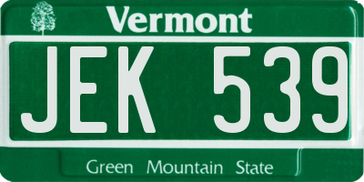 VT license plate JEK539