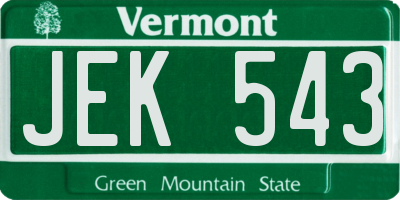 VT license plate JEK543