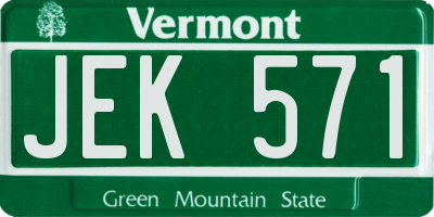 VT license plate JEK571
