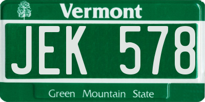 VT license plate JEK578