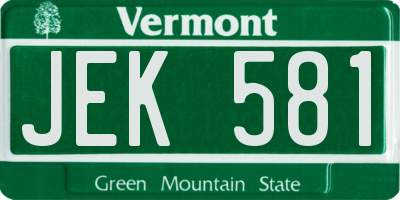 VT license plate JEK581