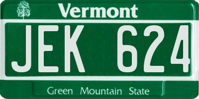 VT license plate JEK624