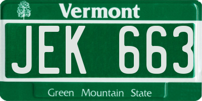 VT license plate JEK663