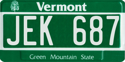 VT license plate JEK687