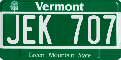 VT license plate JEK707