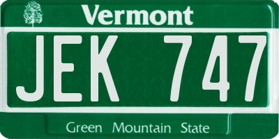 VT license plate JEK747