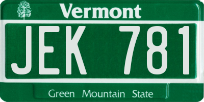 VT license plate JEK781