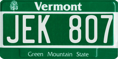 VT license plate JEK807