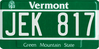 VT license plate JEK817