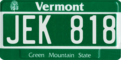 VT license plate JEK818