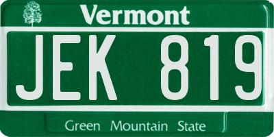 VT license plate JEK819