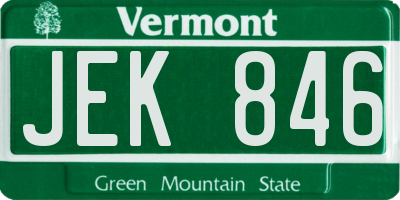 VT license plate JEK846