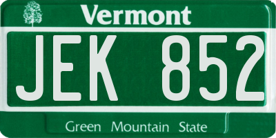 VT license plate JEK852