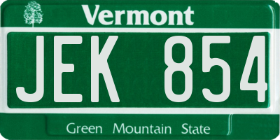 VT license plate JEK854