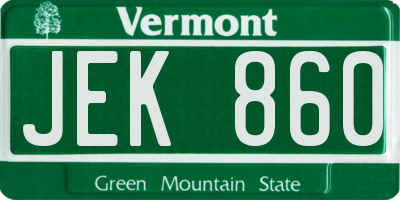 VT license plate JEK860