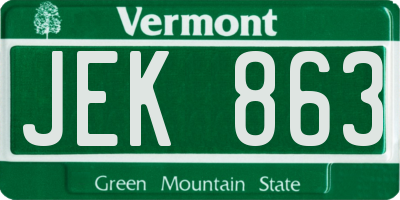 VT license plate JEK863
