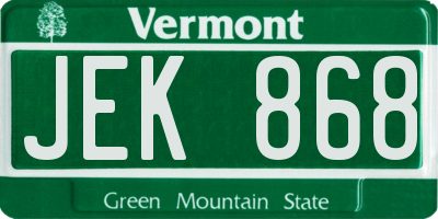 VT license plate JEK868