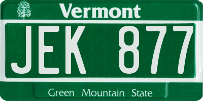 VT license plate JEK877