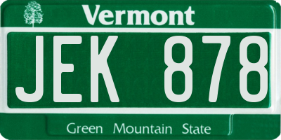 VT license plate JEK878